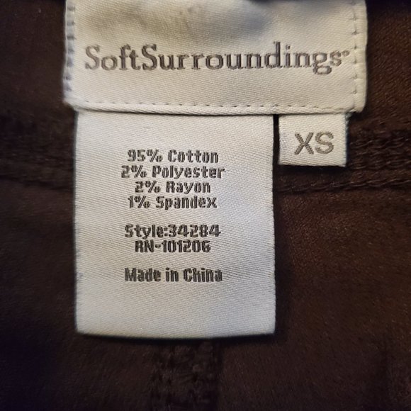 Soft Surroundings Soft Brown Cords with ZIppered Leg Sz XS 5 Pocket PRISTINE! - Picture 5 of 5